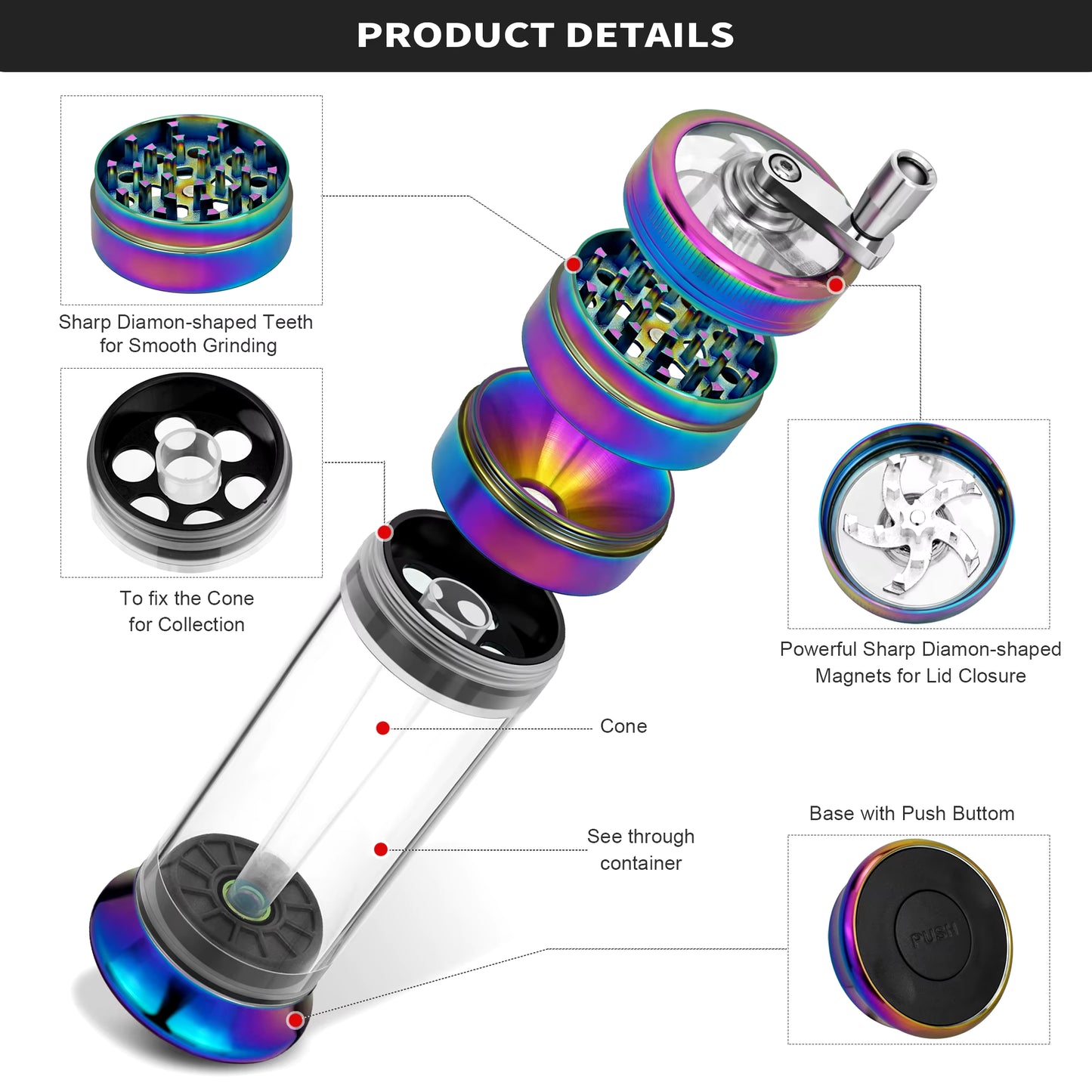 4 Layer 50Mm Joint Roller Cigarette Making Machine Manual Aluminum Spice Grass Herb Tobacco Grinder Crusher Smoking Accessories