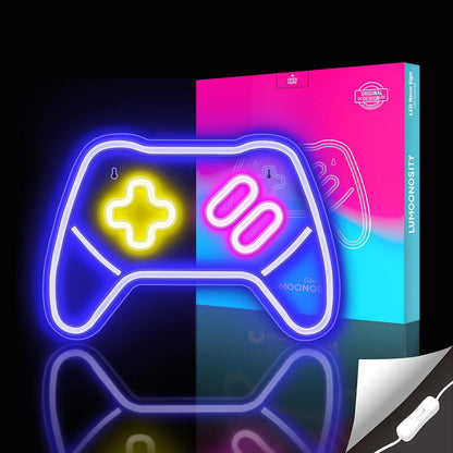 Neon Game Controller Sign – LED Wall Decor for Gamers, Ideal Gift for Teen Boys, Perfect for Gaming Rooms and Bedrooms